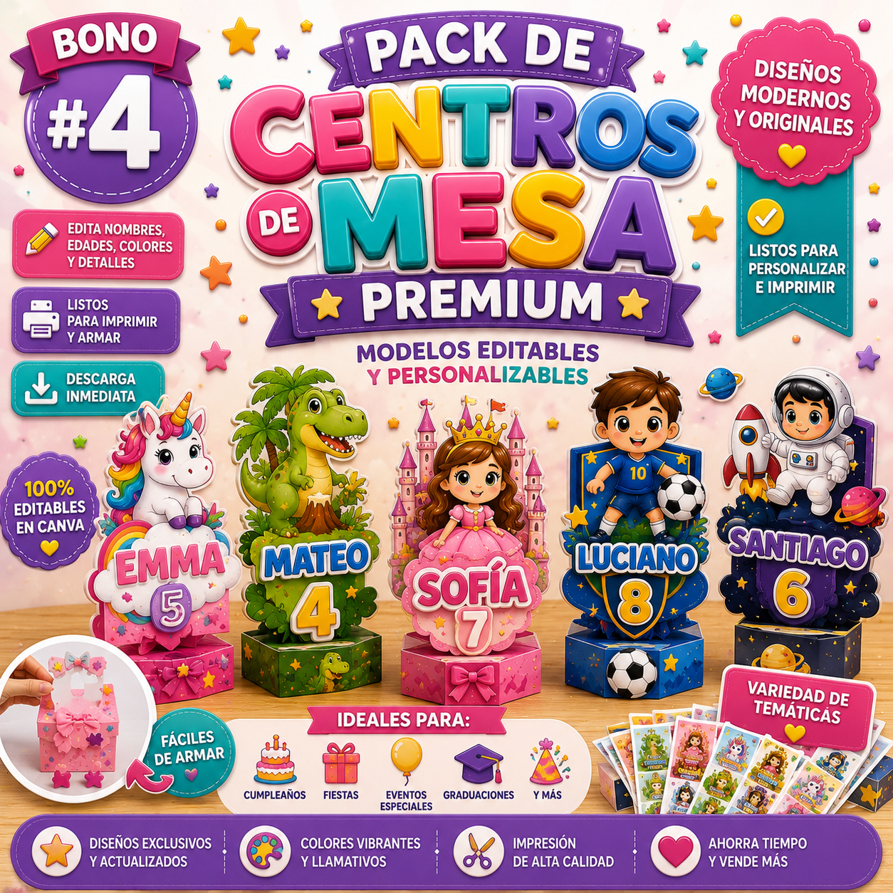 Pack de Plantillas de Centros de Mesa Premium 🎉